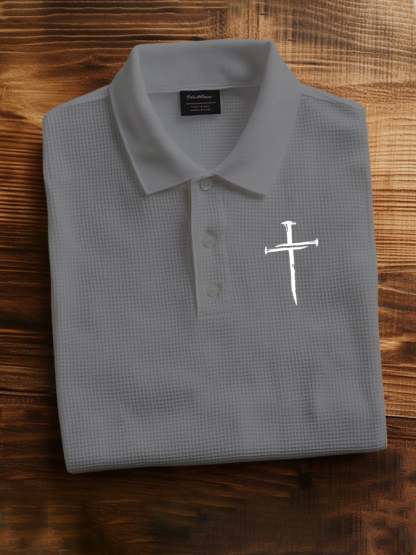Men'S Faith Cross Print Casual Polo Shirt
