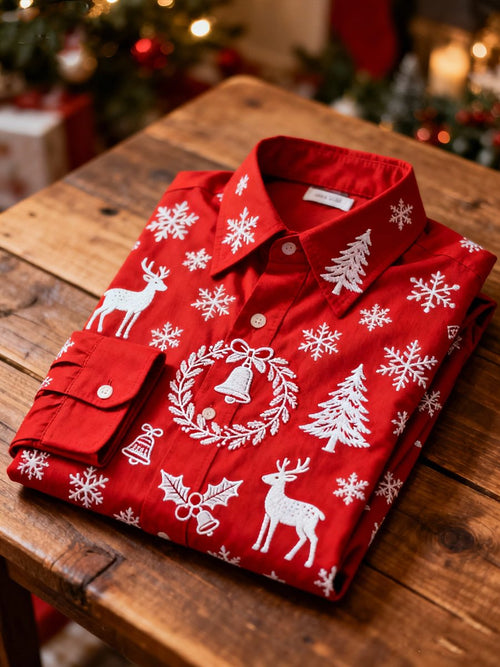 Men's Christmas Evergreen Long-Sleeved Shirt