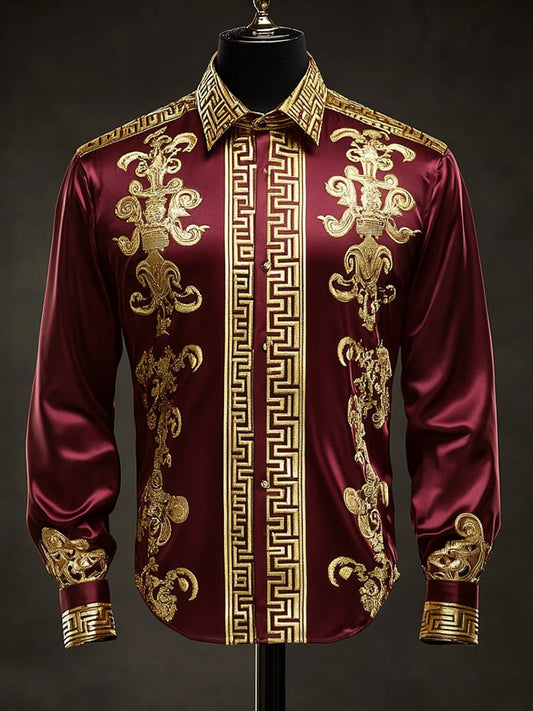 Men's Satin Luxe Long Sleeve Button Down Shirt
