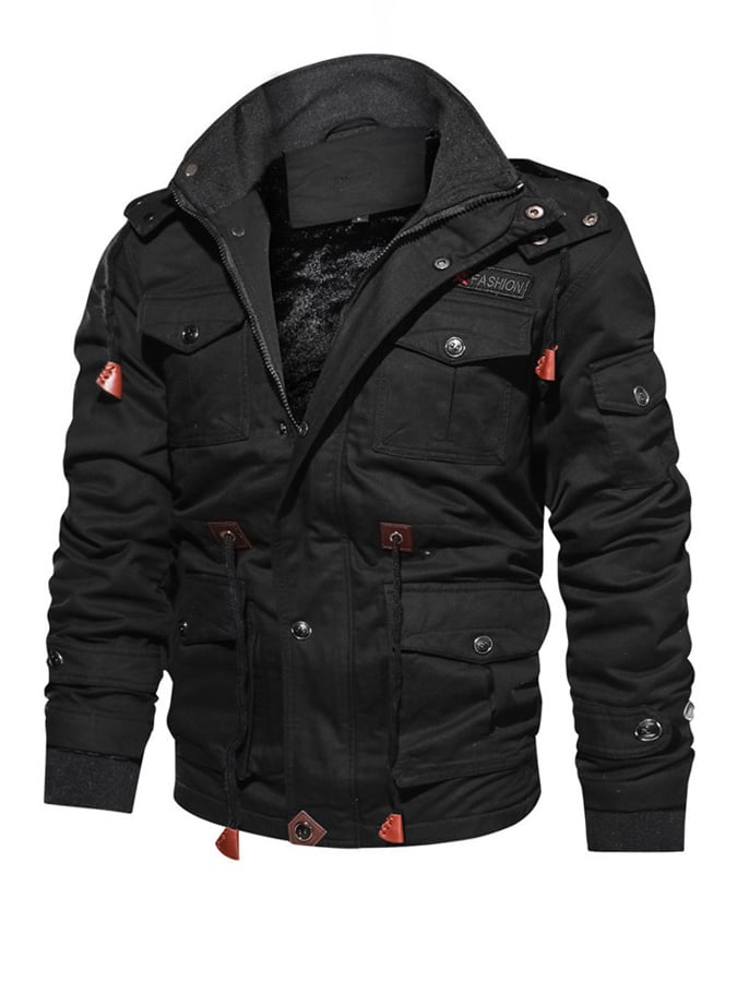 Men'S Retro Windproof Fleece Thickened Jacket