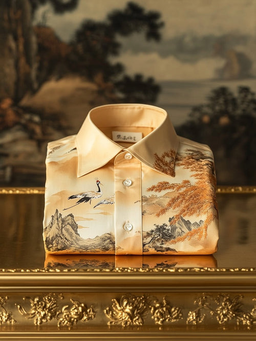 Men's Satin Wing Luxury Business Long Sleeve Shirt