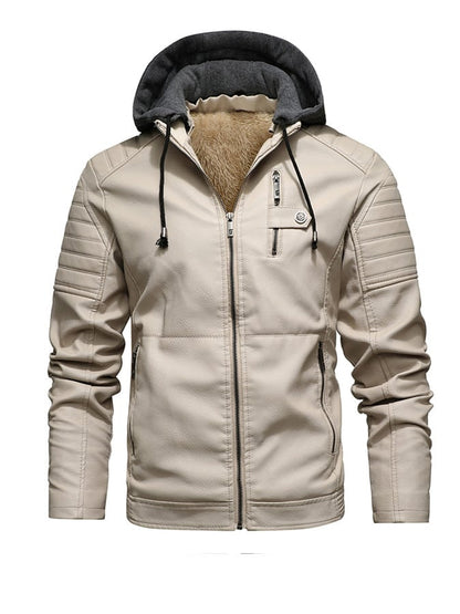 Men's Vintage Leather Multi-Pocket Outdoor Jacket