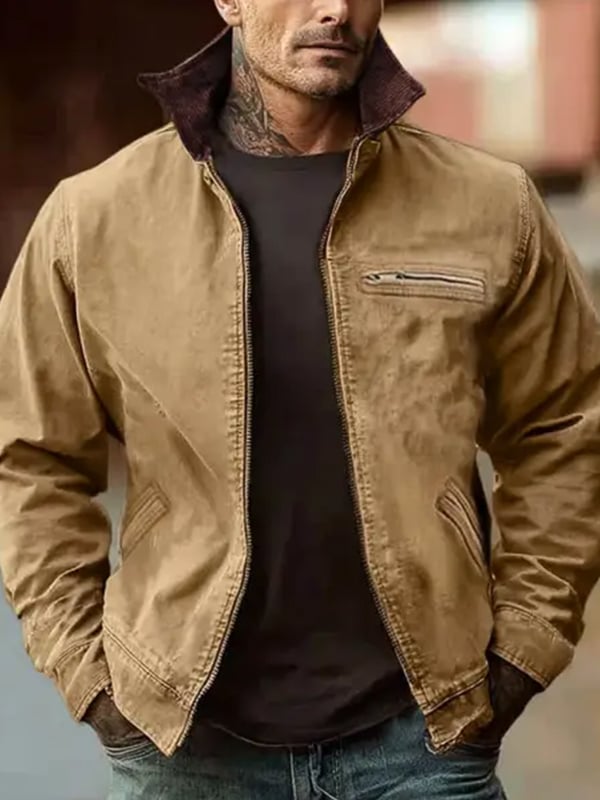 Men's Western Outdoor Vintage Multi-Pocket Jacket