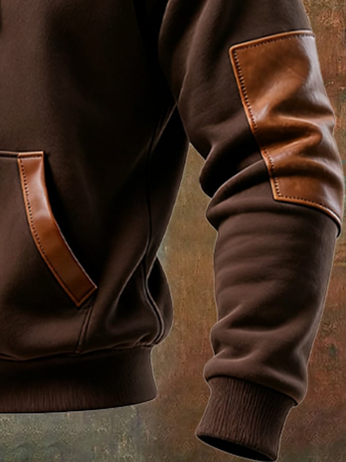 Men's Retro Contrast Color Comfort Zip-Up Sweatshirt