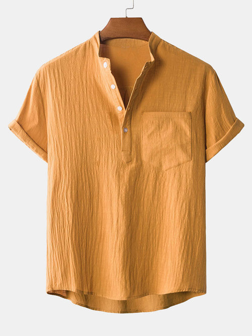 Henry Collar Shirt With Pocket
