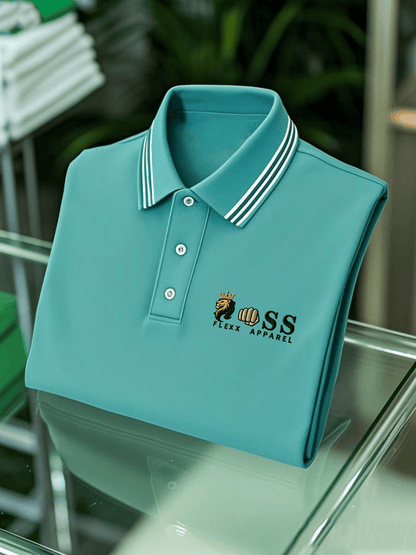 Men's Business Casual Printed Short Sleeve Polo Shirt
