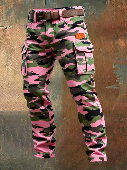 Men's Vintage Camouflage Distressed Pocket Work Pants