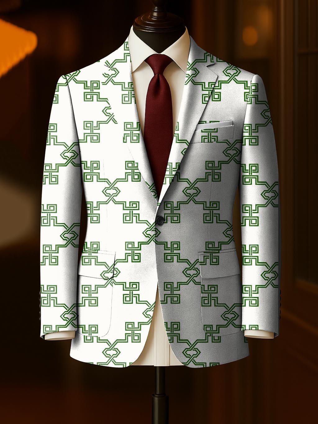 Men's Business Casual Large Pocket Notch Lapel Print Blazers