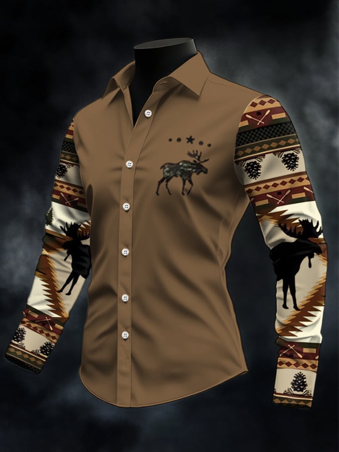 Men's Casual Western Style Contrast Color Shirt