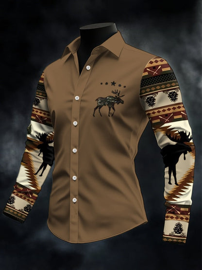 Men's Casual Western Style Contrast Color Shirt