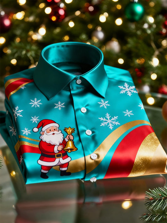 Men's  Christmas Long Sleeve Button-Down Shirt