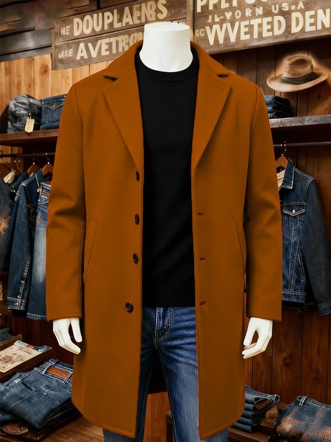 Men'S Fashionable Warm Woolen Windbreaker Jacket