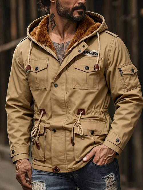 Men'S Retro Windproof Fleece Thickened Jacket