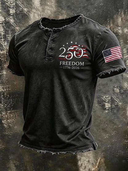 Men's USA 1776-2026 Independence Day Printed Casual T-shirt