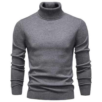 Men's Shirtssolid Color Turtleneck Pullover Sweater Tops
