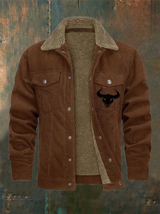 Men's Vintage Flannel Collar Pocket Outdoor Jacket