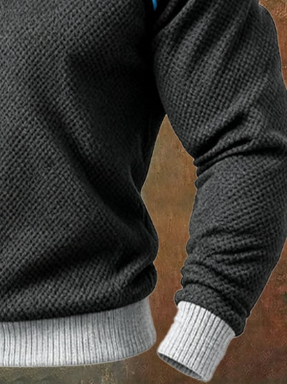 Men's Vintage Colorblock Suede Hooded Sweatshirt