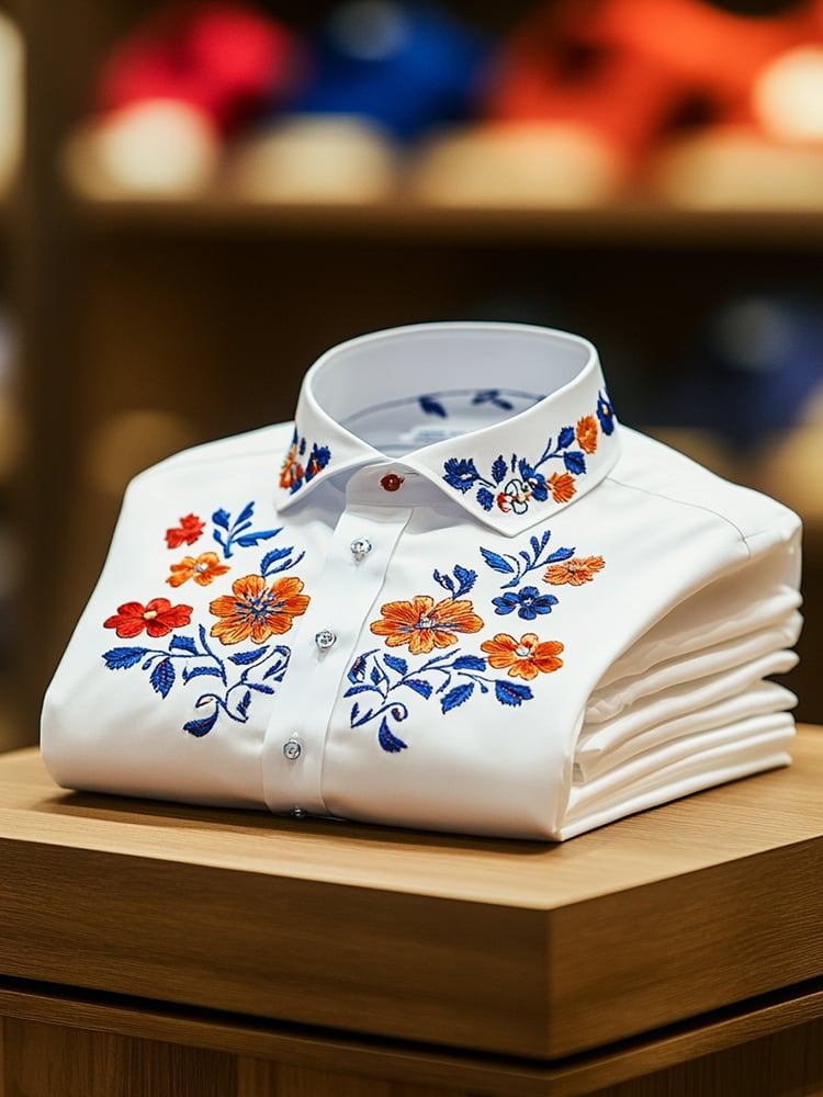 Men's Business Casual Floral Lapel Short Sleeve Shirt