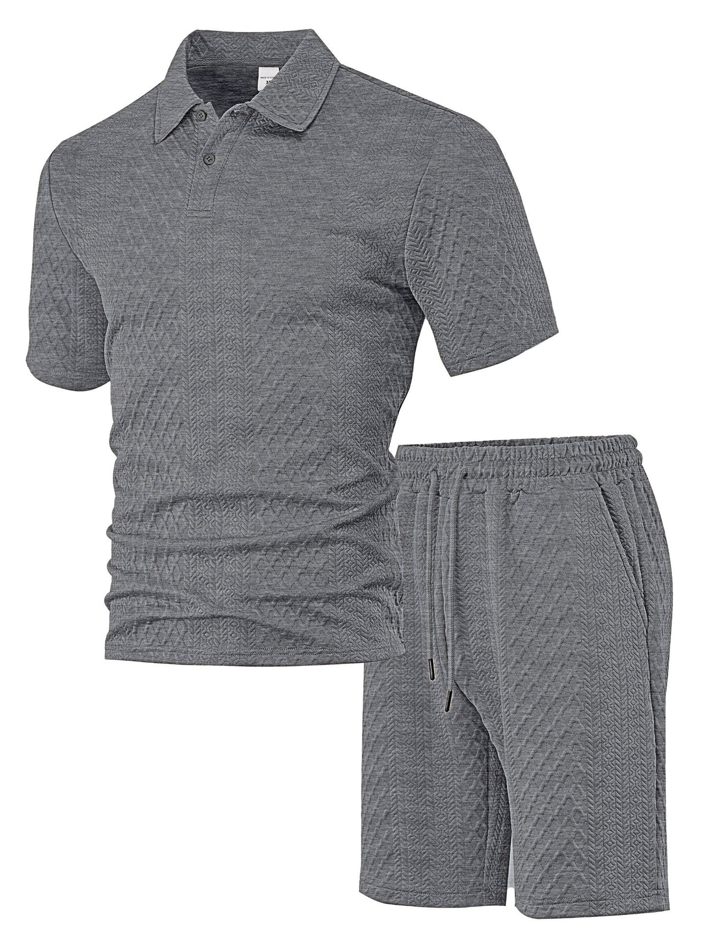 Men's Knit Short Sleeve Polo Shirt set