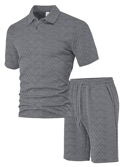 Men's Knit Short Sleeve Polo Shirt set