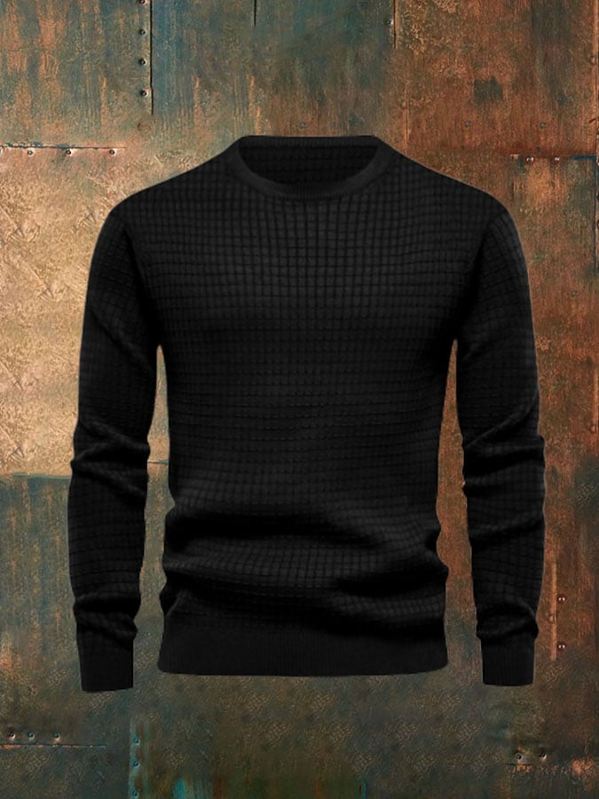 Men'S Retro Square Round Neck Sweatshirt