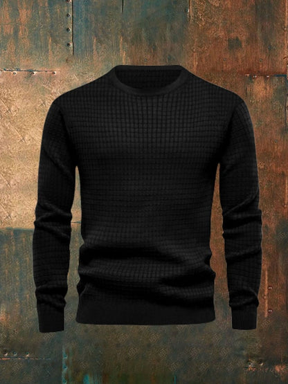 Men'S Retro Square Round Neck Sweatshirt