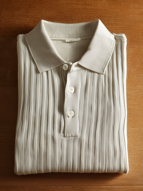 Men's Classic Business Casual Short Sleeve Ribbed Knitting Polo Shirt