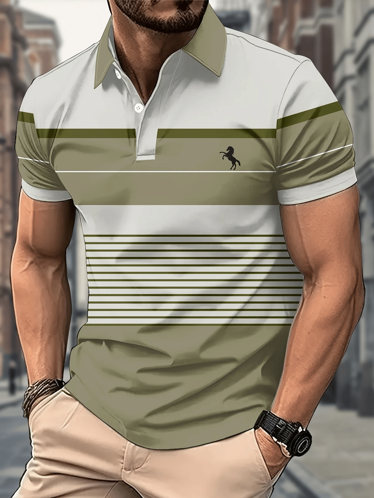 Men's Business Logo Button-Down Short Sleeve Polo Shirt