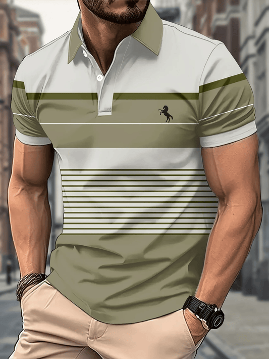 Men's Business Logo Button-Down Short Sleeve Polo Shirt