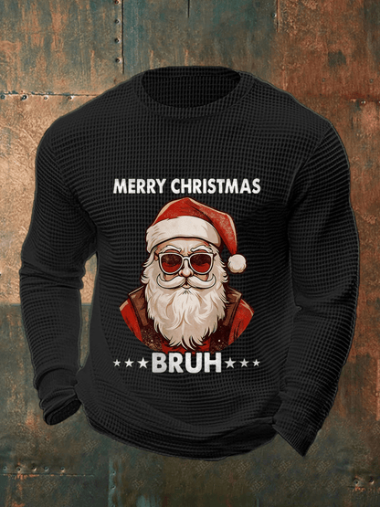 Men's Merry Christmas Santa Claus Printed Casual Long-Sleeved Top