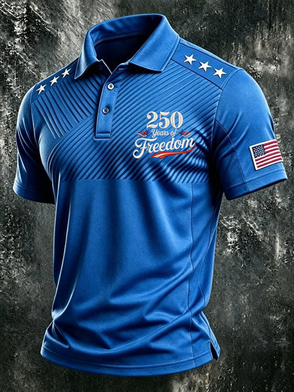 Men's American Flag Print Polo Shirt