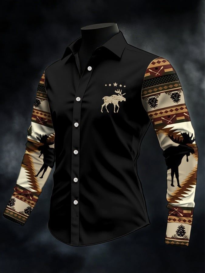 Men's Casual Western Style Contrast Color Shirt