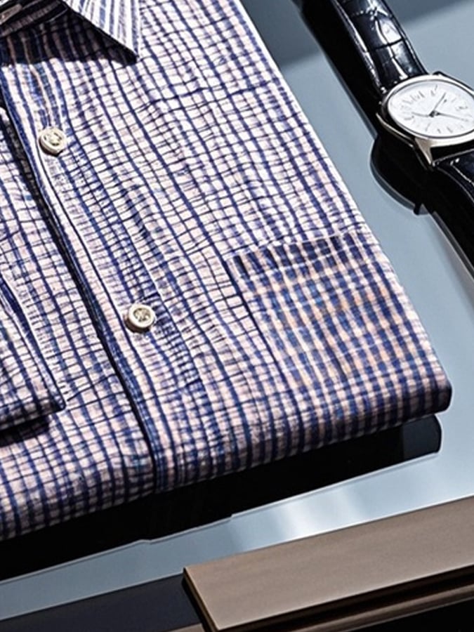Men's Gradient Lapel Long Sleeve Shirt