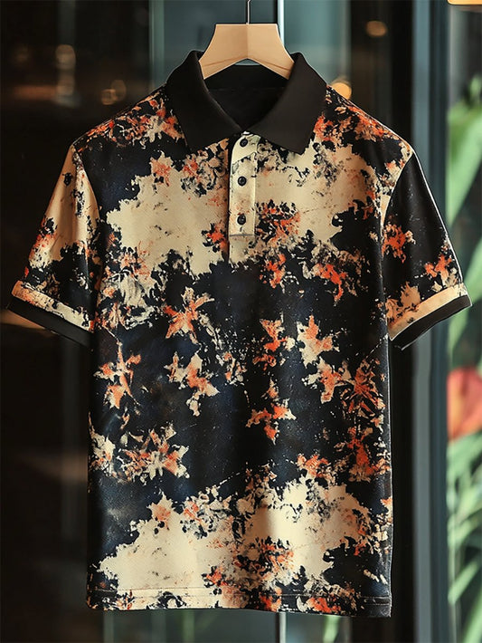 Men's Business Casual Button Short Sleeve Polo Shirt