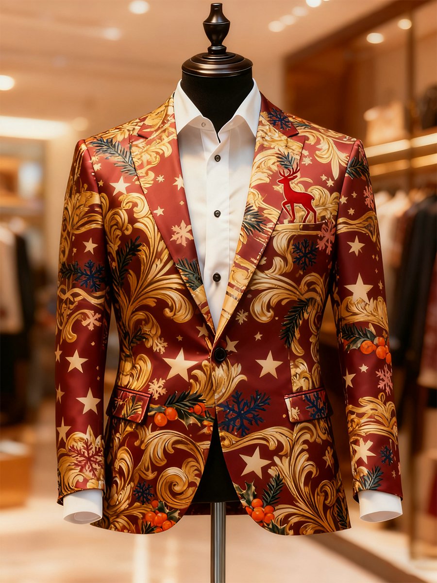 Men's Business Casual Christmas Suit Outerwear