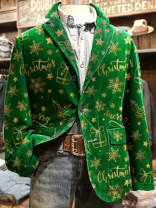 Men's Christmas Art Design Print Casual Coat