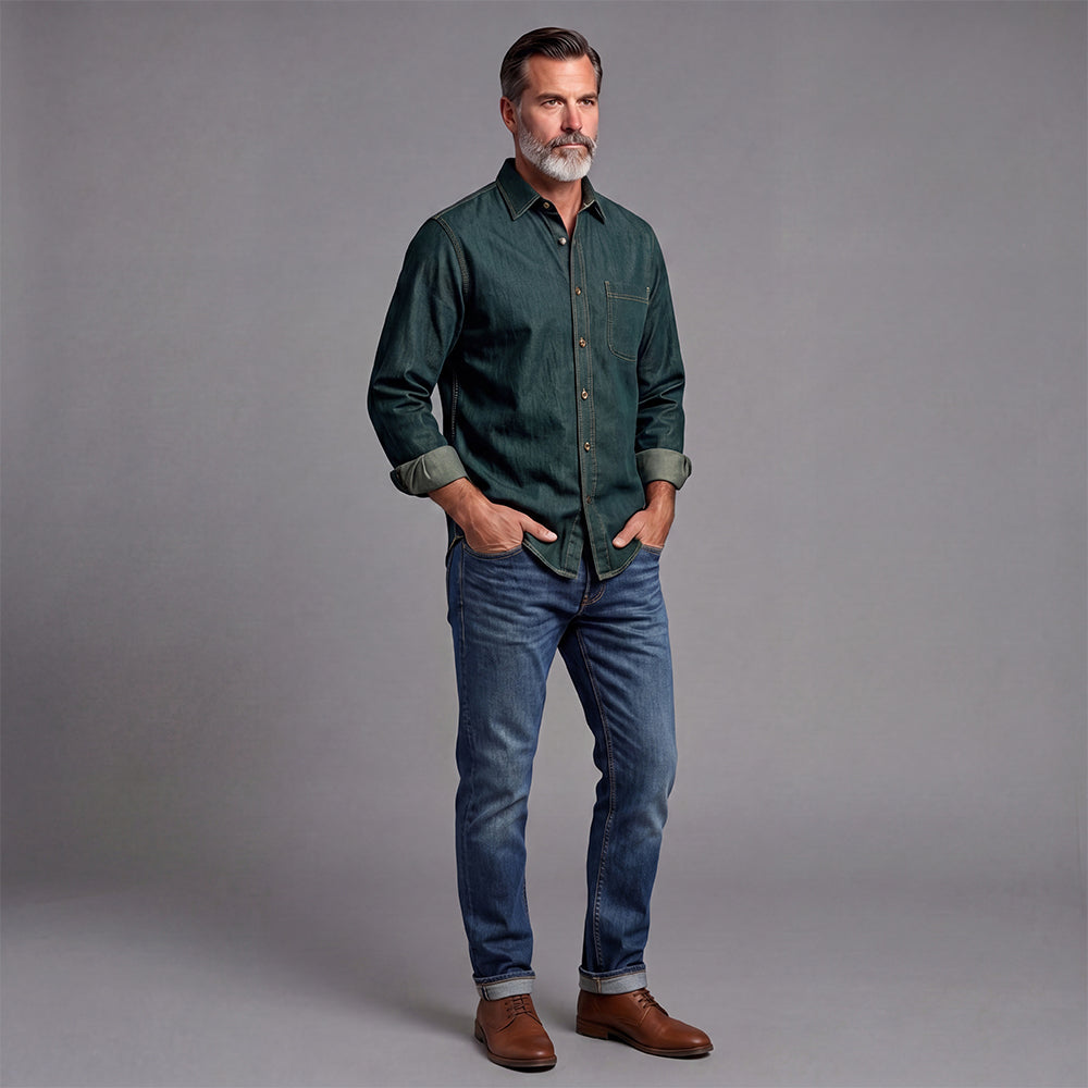 Casual Denim Shirt Jacket For Men