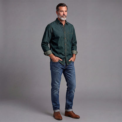 Casual Denim Shirt Jacket For Men