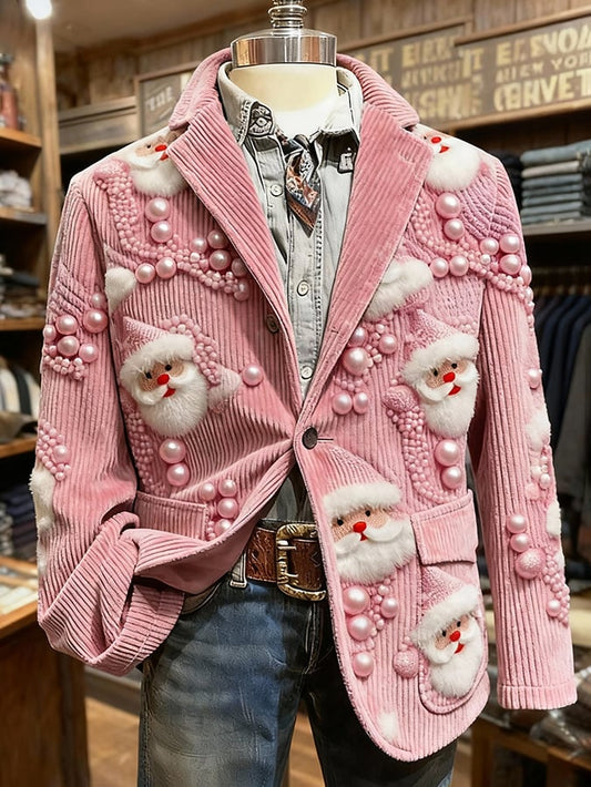 Men's Retro Christmas Art Print Casual Blazer