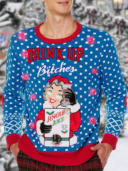 Men's Drink Up Bitches Christmas Printed Sweater