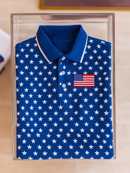 Men's Business Casual Independence Day Button Short Sleeve Polo Shirt