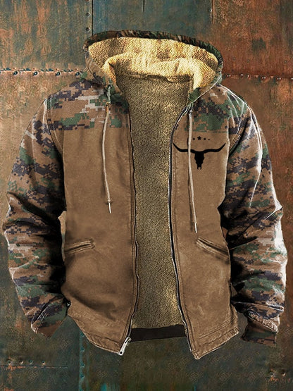 Men's Camouflage Print Western Fleece Jacket