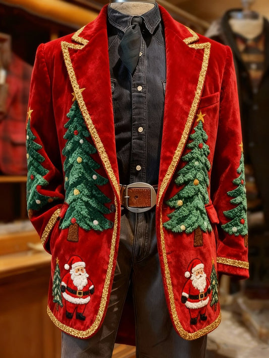 Men's fashionable Christmas evergreen lapel suit jacket