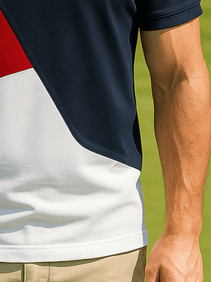 Men's basic daily casual stitching sports contrast color short-sleeved