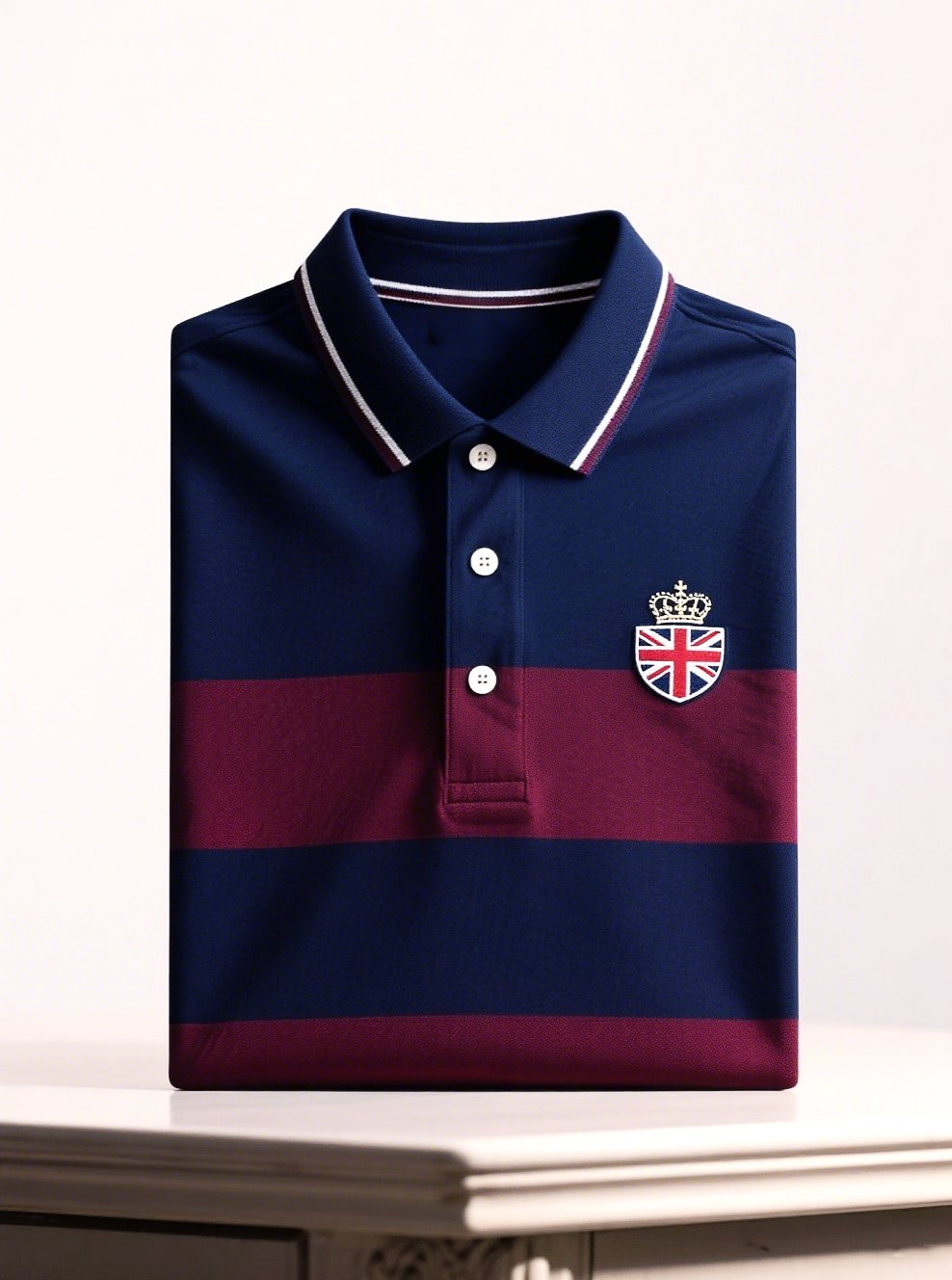 Men's Business Casual Union Jack Button Short Sleeve Polo Shirt