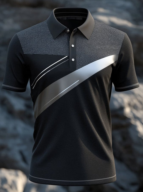 Men's Casual Classic Contrast Color Polo Shirt Short Sleeve