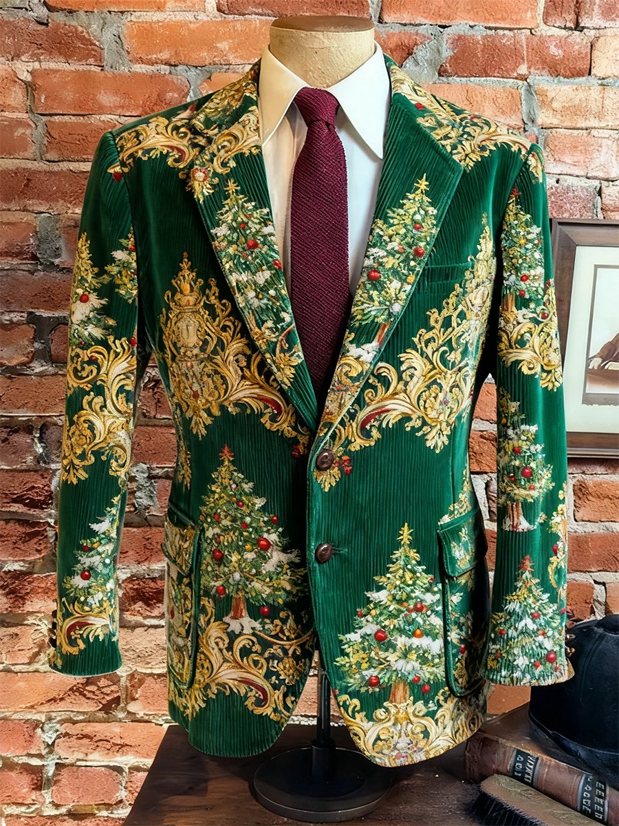 Men's Vintage Casual Christmas Party Corduroy Blazer