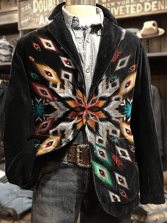 Men's Aztec Art Print Casual Coat