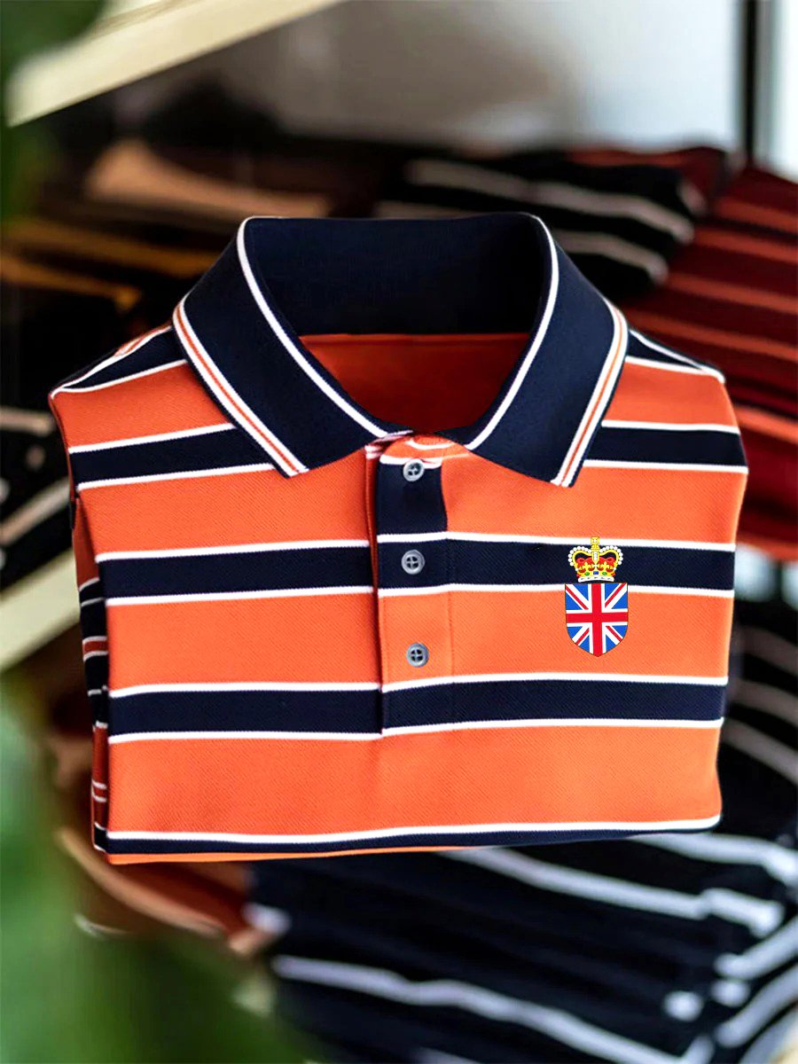 Men's Business Union Jack Casual Button Short Sleeve Polo Shirt