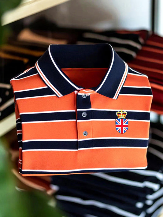 Men's Business Union Jack Casual Button Short Sleeve Polo Shirt